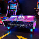 GAMEON Curved Air Hockey Table LED Lighting Wood & Acrylic Frame 250W Power Smooth Playfield Two Game Player Arcade Purple
