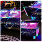 GAMEON Curved Air Hockey Table LED Lighting Wood & Acrylic Frame 250W Power Smooth Playfield Two Game Player Arcade Purple
