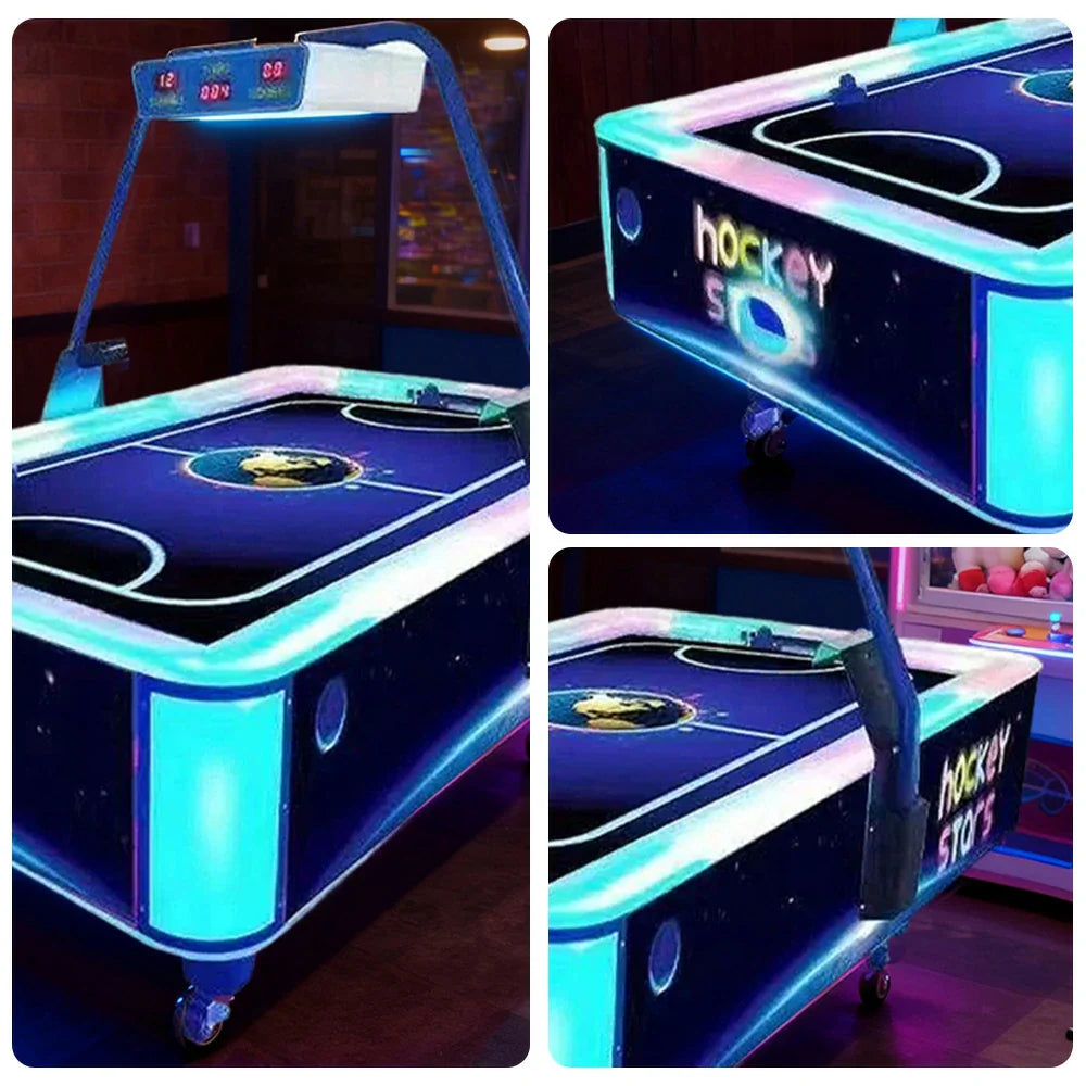 GAMEON Star Light Acrylic LED Frame Hockey Table 150W Power Two-Player & Wood Effects Arcade Air Game Smooth Playfield Blue