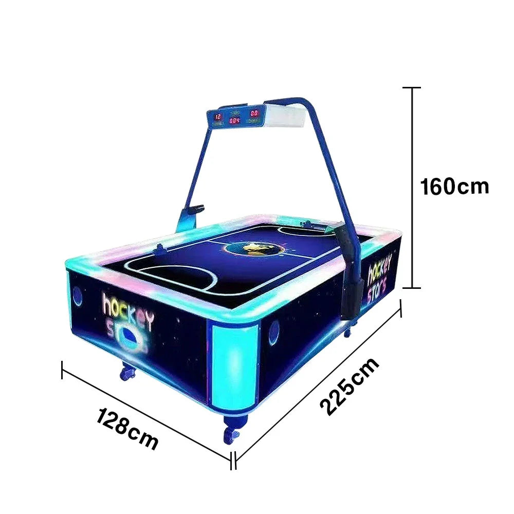 GAMEON Star Light Acrylic LED Frame Hockey Table 150W Power Two-Player & Wood Effects Arcade Air Game Smooth Playfield Blue