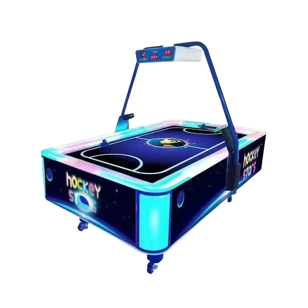 GAMEON Star Light Acrylic LED Frame Hockey Table 150W Power Two-Player & Wood Effects Arcade Air Game Smooth Playfield Blue