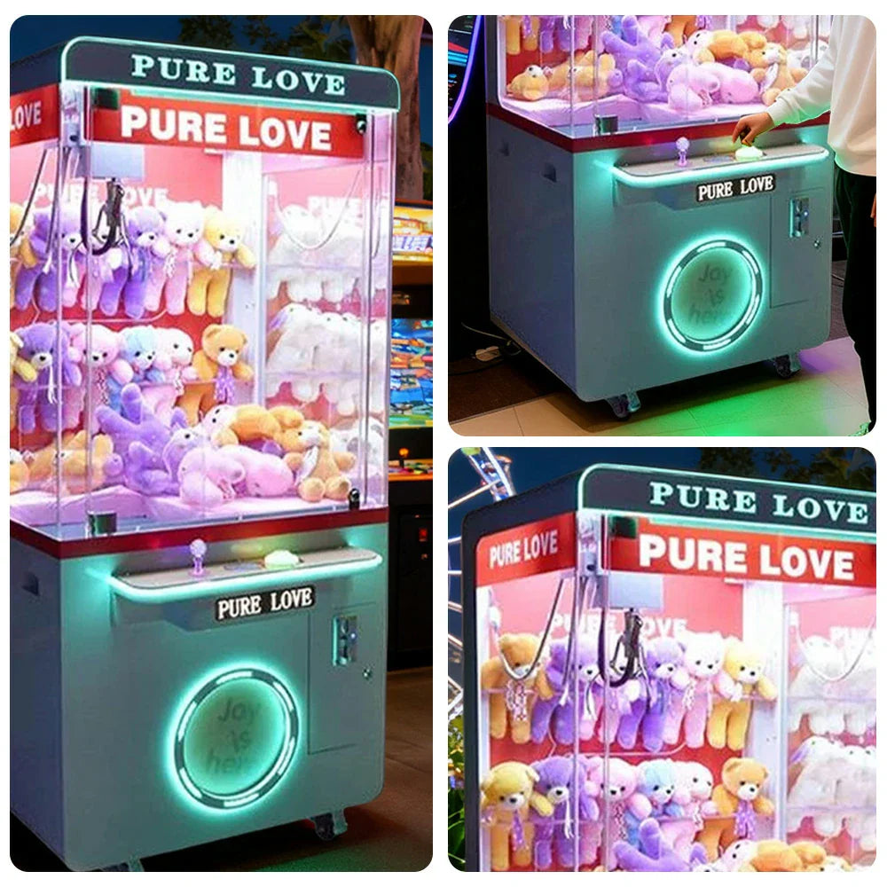 GAMEON Pure Love Claw Machine Coin Operated Prize Catcher LED Lighting Plush Toy Cabinet Arcade Entertainment Design Green