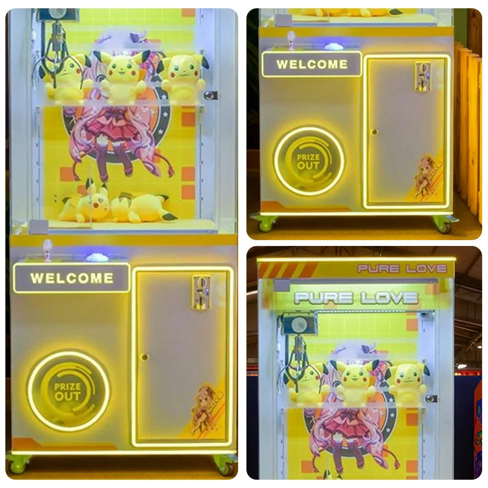 GAMEON Claw Machine Coin Operated Prize Catcher LED Lighting Plush Toy Cabinet Durable Arcade Design Yellow