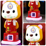 GAMEON Cute Bear Capsule Vending Machine Coin Operated Gacha Toy Dispenser LED Light Base Acrylic Display Design Red