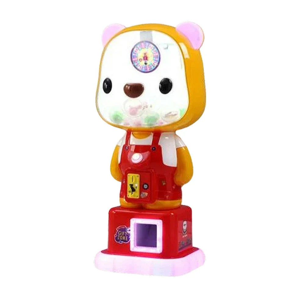 GAMEON Cute Bear Capsule Vending Machine Coin Operated Gacha Toy Dispenser LED Light Base Acrylic Display Design Red