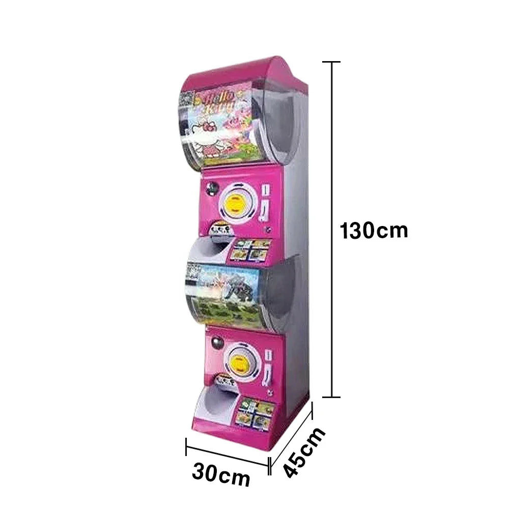 GAMEON Double Layer Capsule Vending Machine Coin Operated Gacha Toy Dispenser ABS Structure Smooth Dual Compartment Design Pink