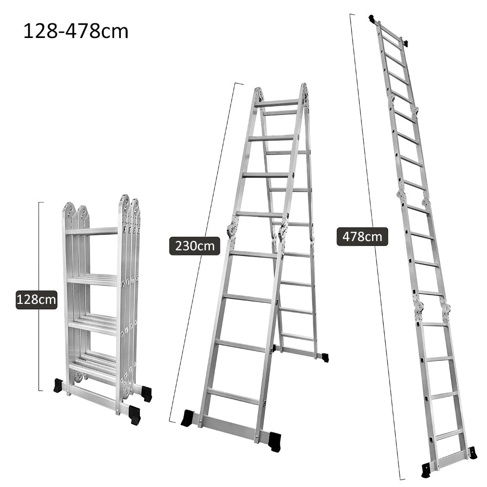 GROVIA 242-592cm Aluminum Folding Portable Multifunctional Ladder