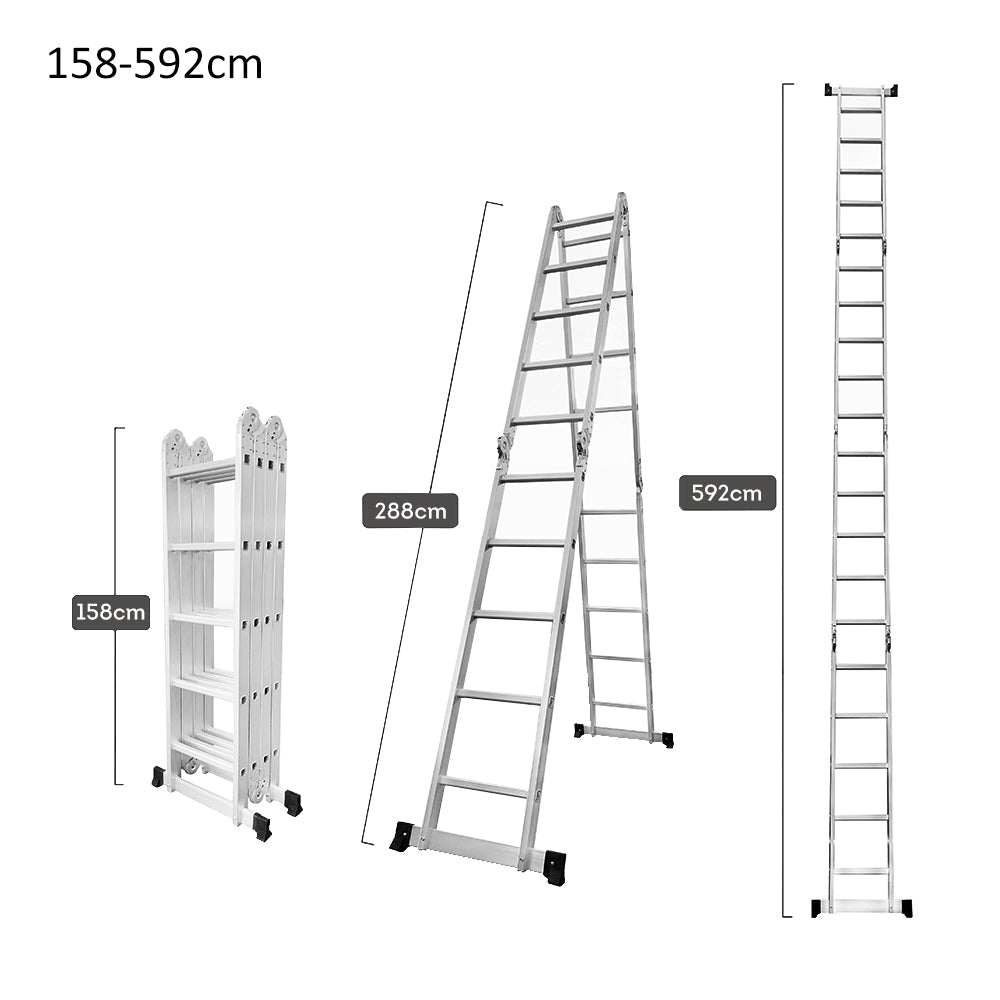 GROVIA 242-592cm Aluminum Folding Portable Multifunctional Ladder