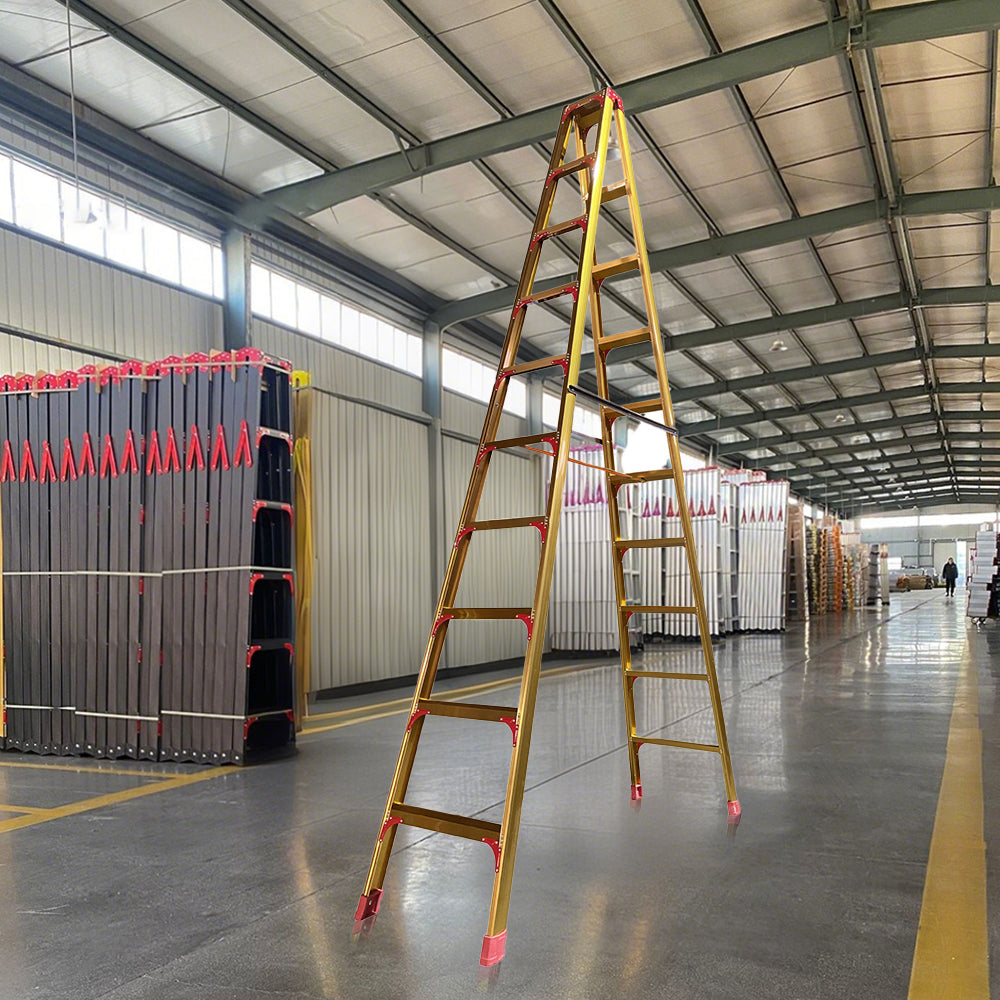 GROVIA L08 Aluminum Staircase/Household - Stairs 3/4/5/6/8/9/10-step Warehouse Ladder Alloy Golden