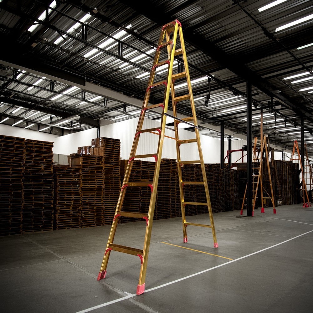 GROVIA L08 Aluminum Staircase/Household - Stairs 3/4/5/6/8/9/10-step Warehouse Ladder Alloy Golden
