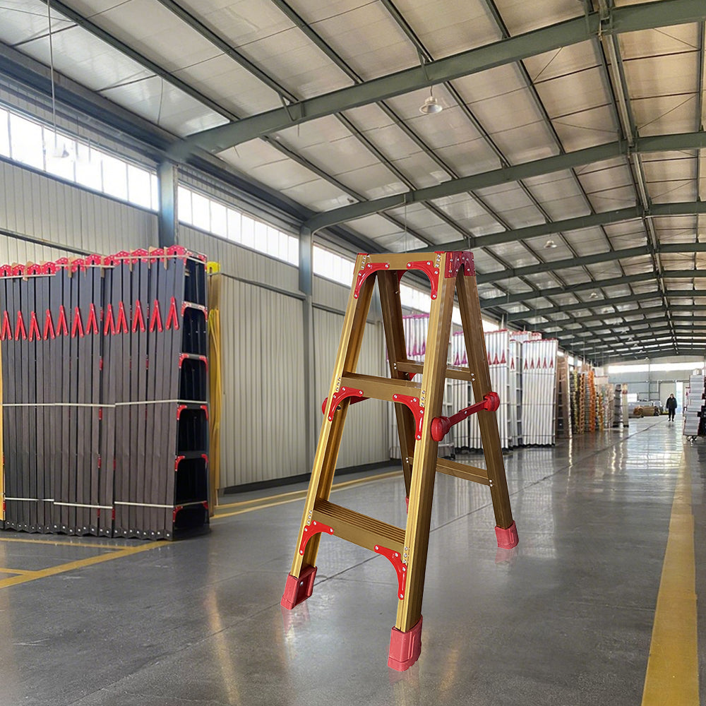 GROVIA L08 Aluminum Staircase/Household - Stairs 3/4/5/6/8/9/10-step Warehouse Ladder Alloy Golden