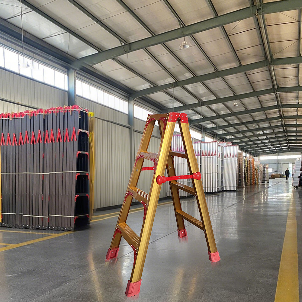 GROVIA L08 Aluminum Staircase/Household - Stairs 3/4/5/6/8/9/10-step Warehouse Ladder Alloy Golden