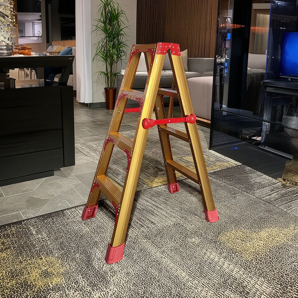 GROVIA L08 Aluminum Staircase/Household - Stairs 3/4/5/6/8/9/10-step Warehouse Ladder Alloy Golden