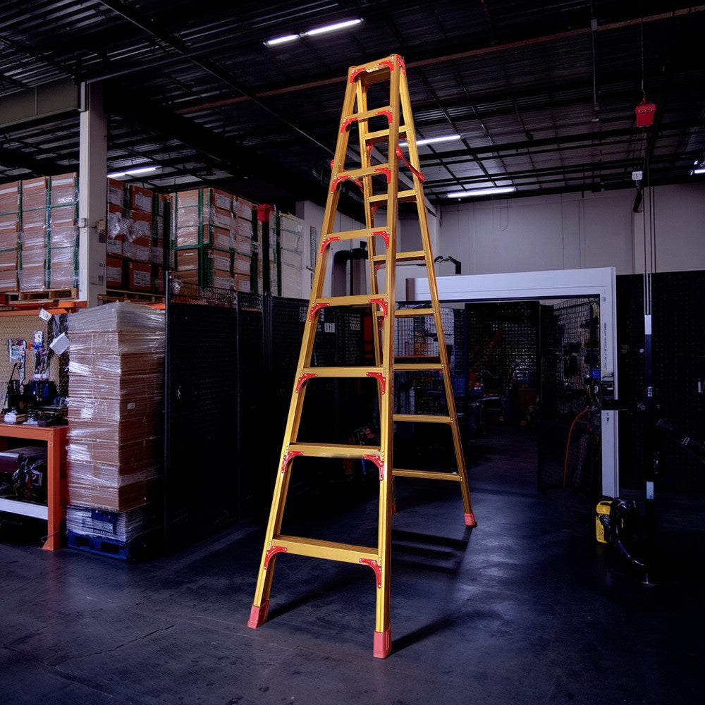 GROVIA L08 Aluminum Staircase/Household - Stairs 3/4/5/6/8/9/10-step Warehouse Ladder Alloy Golden