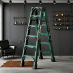GROVIA 6/7/8/10 Anti-Slip Step Design Folding Portable Support, Stabilizing - Durable Ladder, Triangular Pedals, Rod, Green