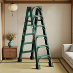 GROVIA 6/7/8/10 Anti-Slip Step Design Folding Portable Support, Stabilizing - Durable Ladder, Triangular Pedals, Rod, Green