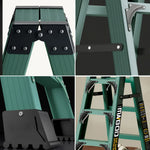 GROVIA 6/7/8/10 Anti-Slip Step Design Folding Portable Support, Stabilizing - Durable Ladder, Triangular Pedals, Rod, Green