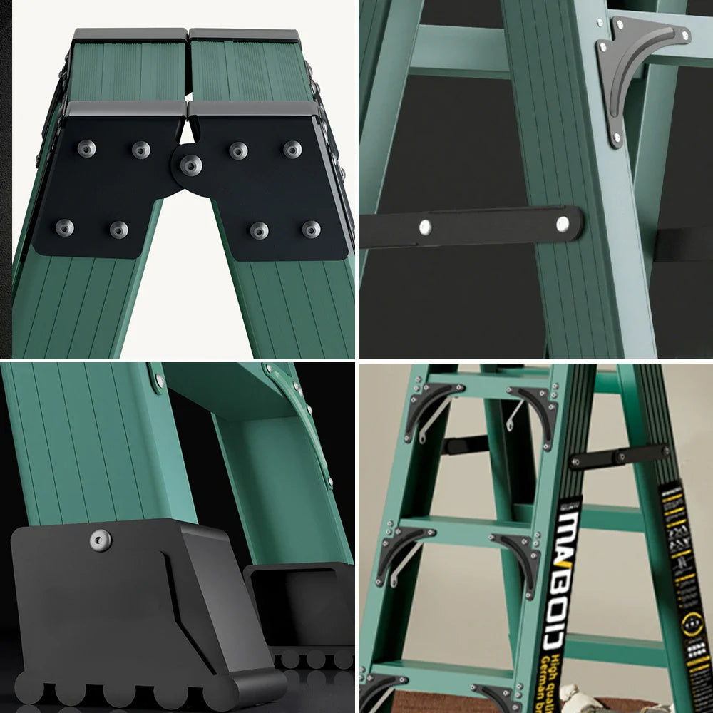 GROVIA 6/7/8/10 Anti-Slip Step Design Folding Portable Support, Stabilizing - Durable Ladder, Triangular Pedals, Rod, Green