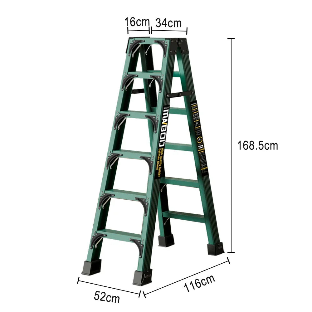 GROVIA 6/7/8/10 Anti-Slip Step Design Folding Portable Support, Stabilizing - Durable Ladder, Triangular Pedals, Rod, Green