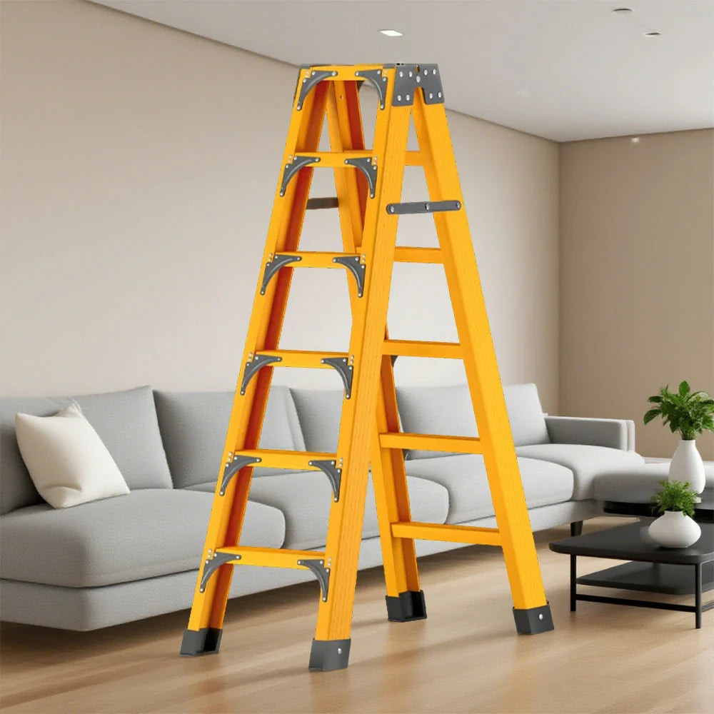 GROVIA 6/7/8/10 Folding Support, Durable Triangular - Portable Pedals, Design Rod, Step Anti-Slip Ladder, Stabilizing Yellow