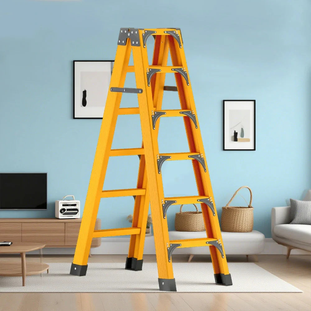 GROVIA 6/7/8/10 Folding Support, Durable Triangular - Portable Pedals, Design Rod, Step Anti-Slip Ladder, Stabilizing Yellow
