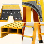 GROVIA 6/7/8/10 Folding Support, Durable Triangular - Portable Pedals, Design Rod, Step Anti-Slip Ladder, Stabilizing Yellow