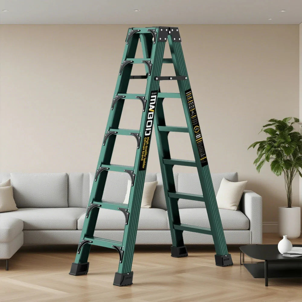 GROVIA 6/7/8/10 Anti-Slip Step Design Folding Portable Support, Stabilizing - Durable Ladder, Triangular Pedals, Rod, Green