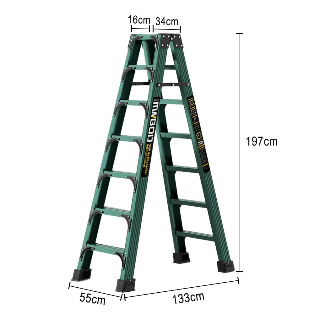 GROVIA 6/7/8/10 Anti-Slip Step Design Folding Portable Support, Stabilizing - Durable Ladder, Triangular Pedals, Rod, Green