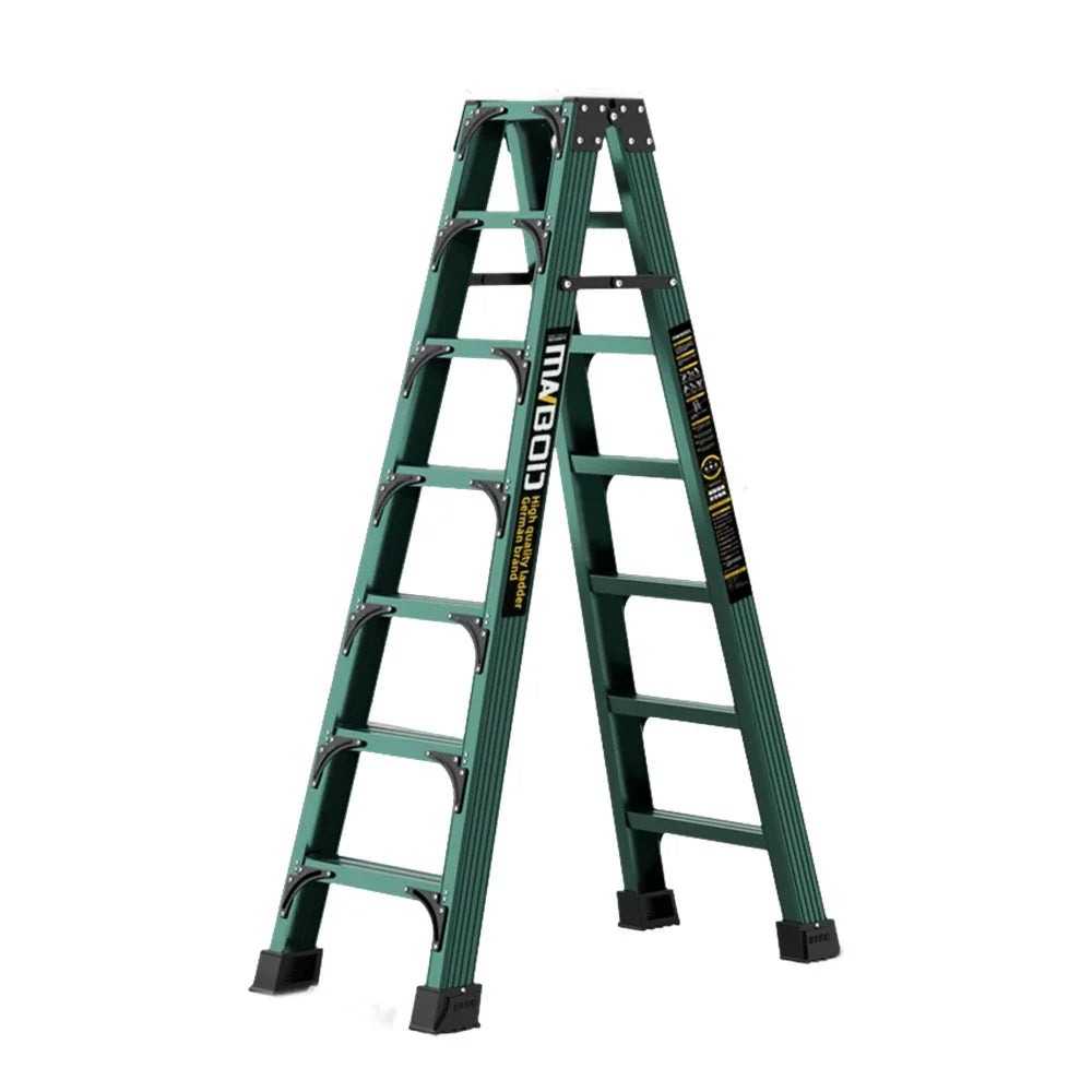 GROVIA 6/7/8/10 Anti-Slip Step Design Folding Portable Support, Stabilizing - Durable Ladder, Triangular Pedals, Rod, Green