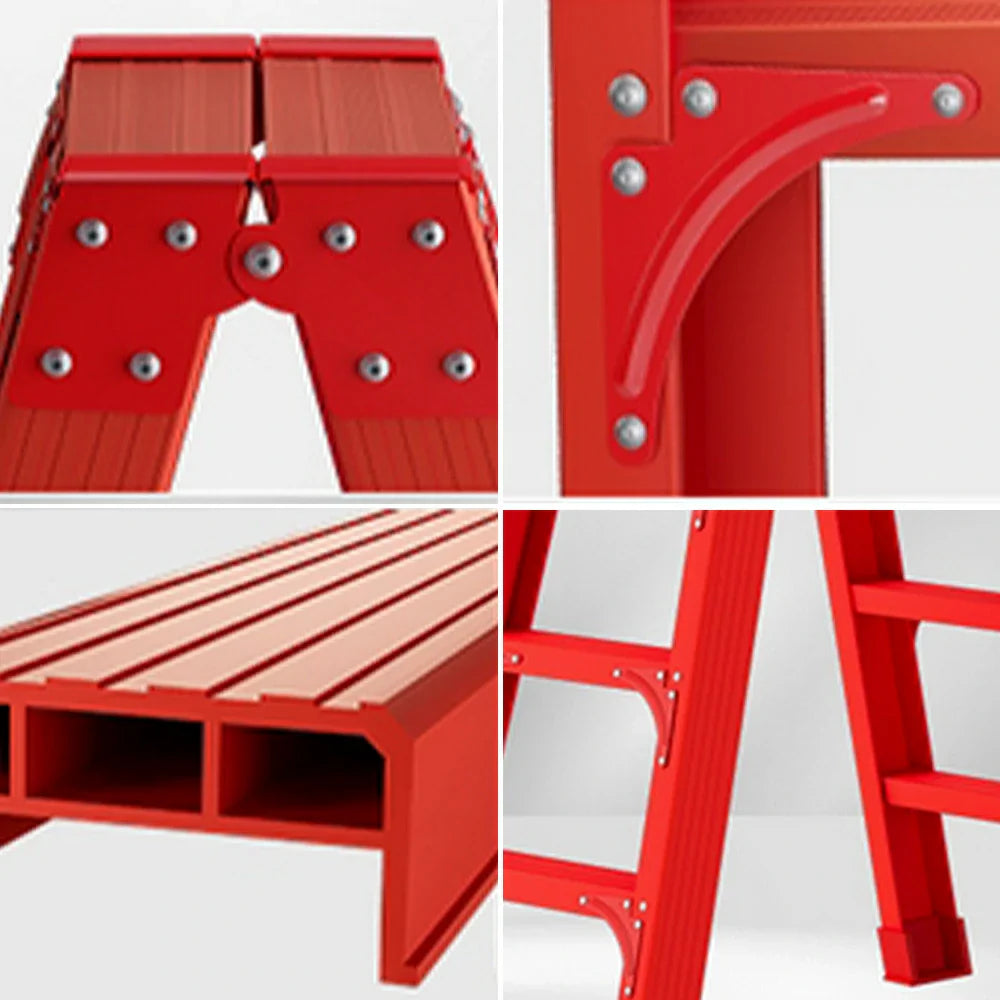 GROVIA 6/7/8/10 Folding Rod, Triangular - Durable Step Portable Support, Anti-Slip Ladder, Design Pedals, Stabilizing Red