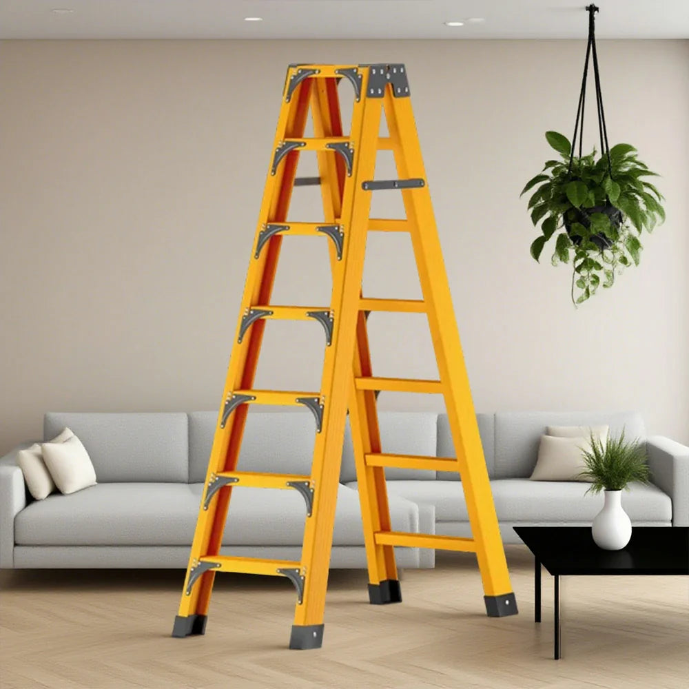 GROVIA 6/7/8/10 Folding Support, Durable Triangular - Portable Pedals, Design Rod, Step Anti-Slip Ladder, Stabilizing Yellow