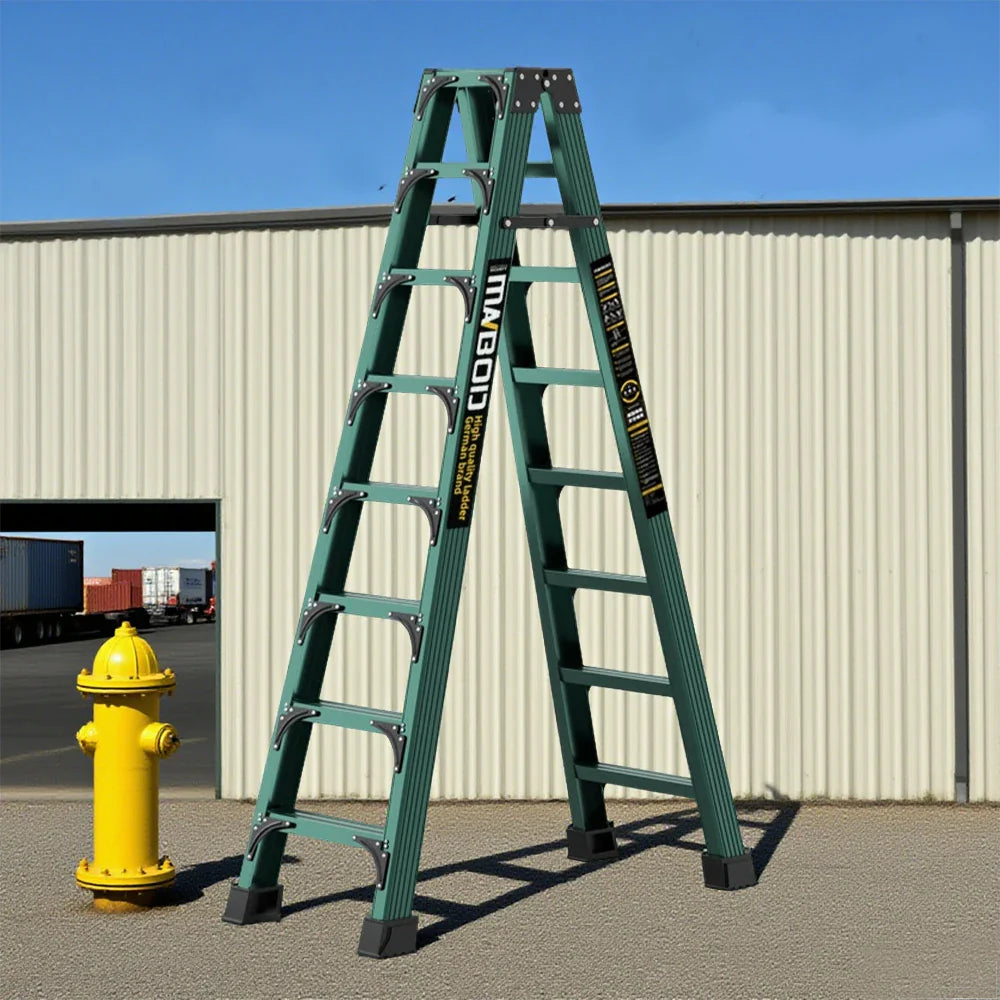 GROVIA 6/7/8/10 Anti-Slip Step Design Folding Portable Support, Stabilizing - Durable Ladder, Triangular Pedals, Rod, Green