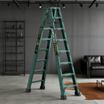 GROVIA 6/7/8/10 Anti-Slip Step Design Folding Portable Support, Stabilizing - Durable Ladder, Triangular Pedals, Rod, Green
