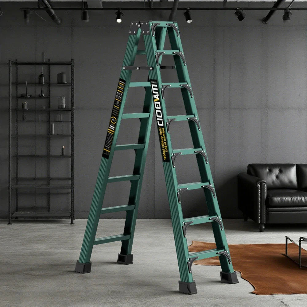 GROVIA 6/7/8/10 Anti-Slip Step Design Folding Portable Support, Stabilizing - Durable Ladder, Triangular Pedals, Rod, Green