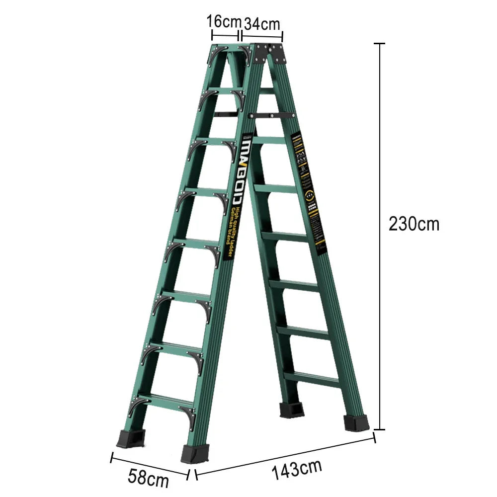 GROVIA 6/7/8/10 Anti-Slip Step Design Folding Portable Support, Stabilizing - Durable Ladder, Triangular Pedals, Rod, Green