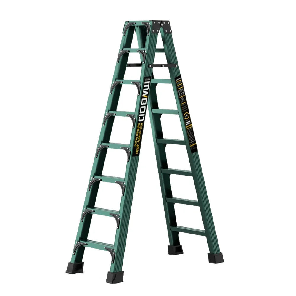 GROVIA 6/7/8/10 Anti-Slip Step Design Folding Portable Support, Stabilizing - Durable Ladder, Triangular Pedals, Rod, Green