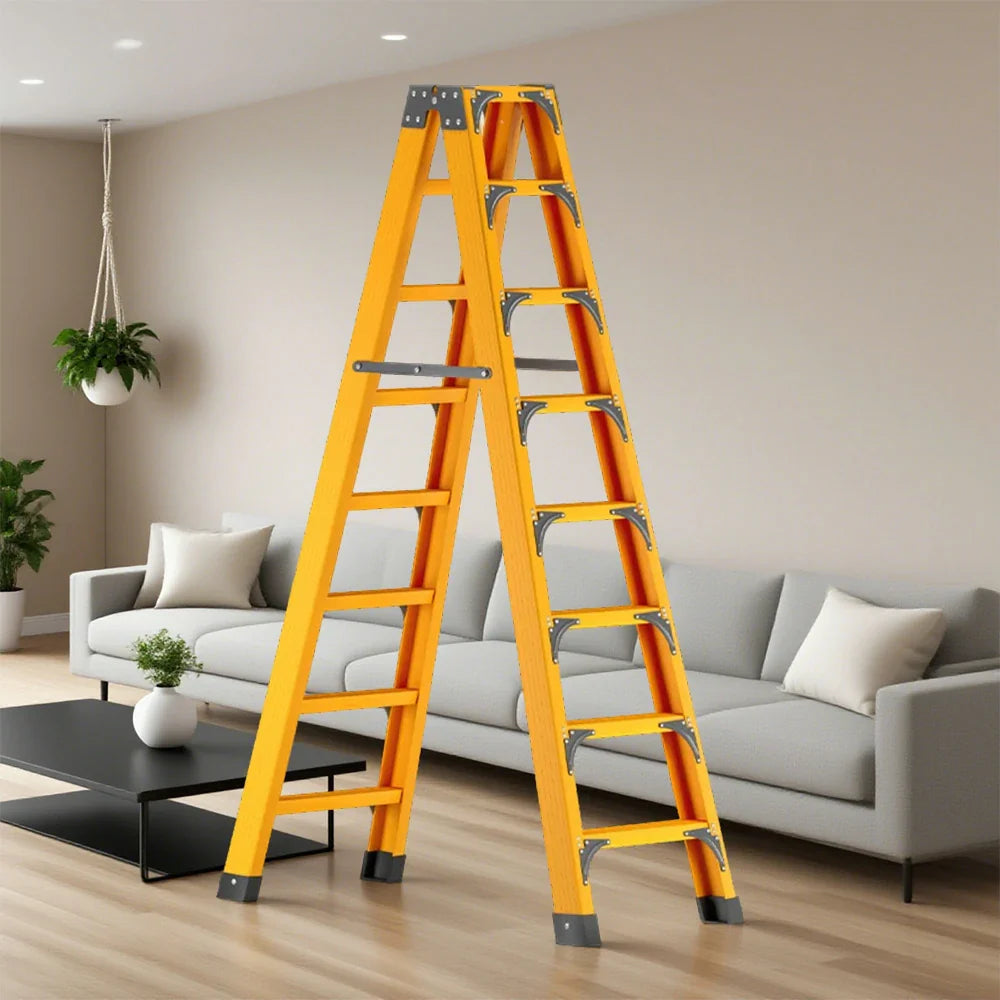 GROVIA 6/7/8/10 Folding Support, Durable Triangular - Portable Pedals, Design Rod, Step Anti-Slip Ladder, Stabilizing Yellow