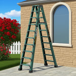 GROVIA 6/7/8/10 Anti-Slip Step Design Folding Portable Support, Stabilizing - Durable Ladder, Triangular Pedals, Rod, Green
