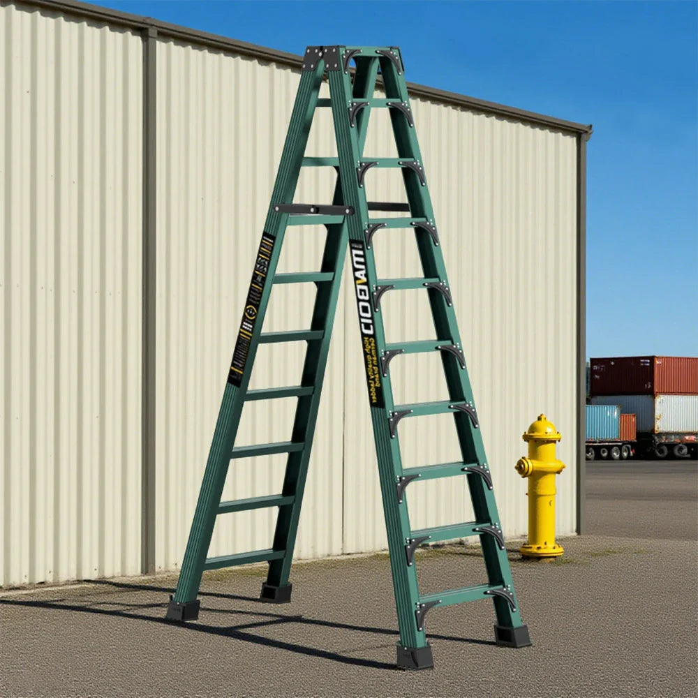 GROVIA 6/7/8/10 Anti-Slip Step Design Folding Portable Support, Stabilizing - Durable Ladder, Triangular Pedals, Rod, Green