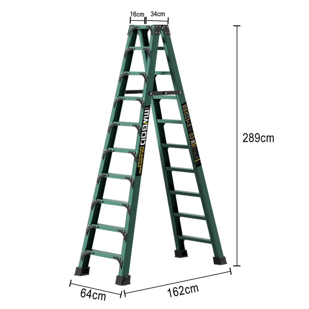 GROVIA 6/7/8/10 Anti-Slip Step Design Folding Portable Support, Stabilizing - Durable Ladder, Triangular Pedals, Rod, Green