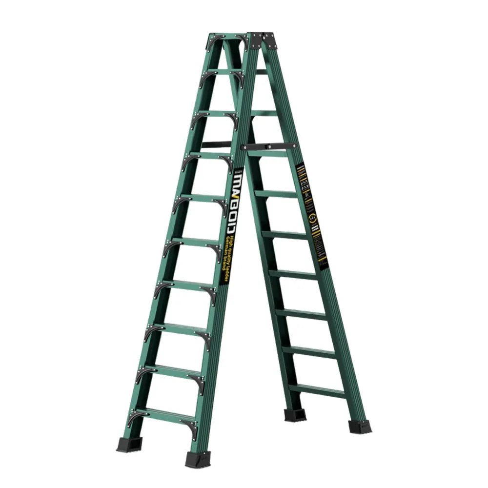 GROVIA 6/7/8/10 Anti-Slip Step Design Folding Portable Support, Stabilizing - Durable Ladder, Triangular Pedals, Rod, Green