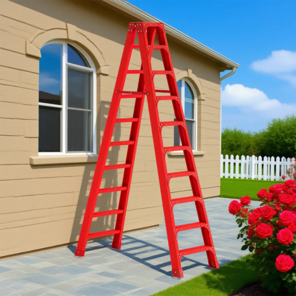 GROVIA 6/7/8/10 Folding Rod, Triangular - Durable Step Portable Support, Anti-Slip Ladder, Design Pedals, Stabilizing Red