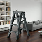 GROVIA 4/5/6-Step 15cm - Pedal, Feet Folding 14.5cm Anti-Slip Aluminium Thick, Ladder Wide - Grey