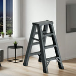 GROVIA 4/5/6-Step 15cm - Pedal, Feet Folding 14.5cm Anti-Slip Aluminium Thick, Ladder Wide - Grey