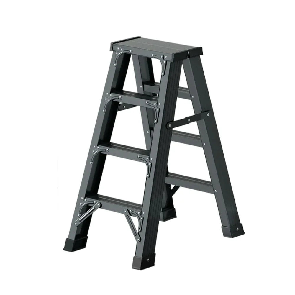 GROVIA 4/5/6-Step 15cm - Pedal, Feet Folding 14.5cm Anti-Slip Aluminium Thick, Ladder Wide - Grey