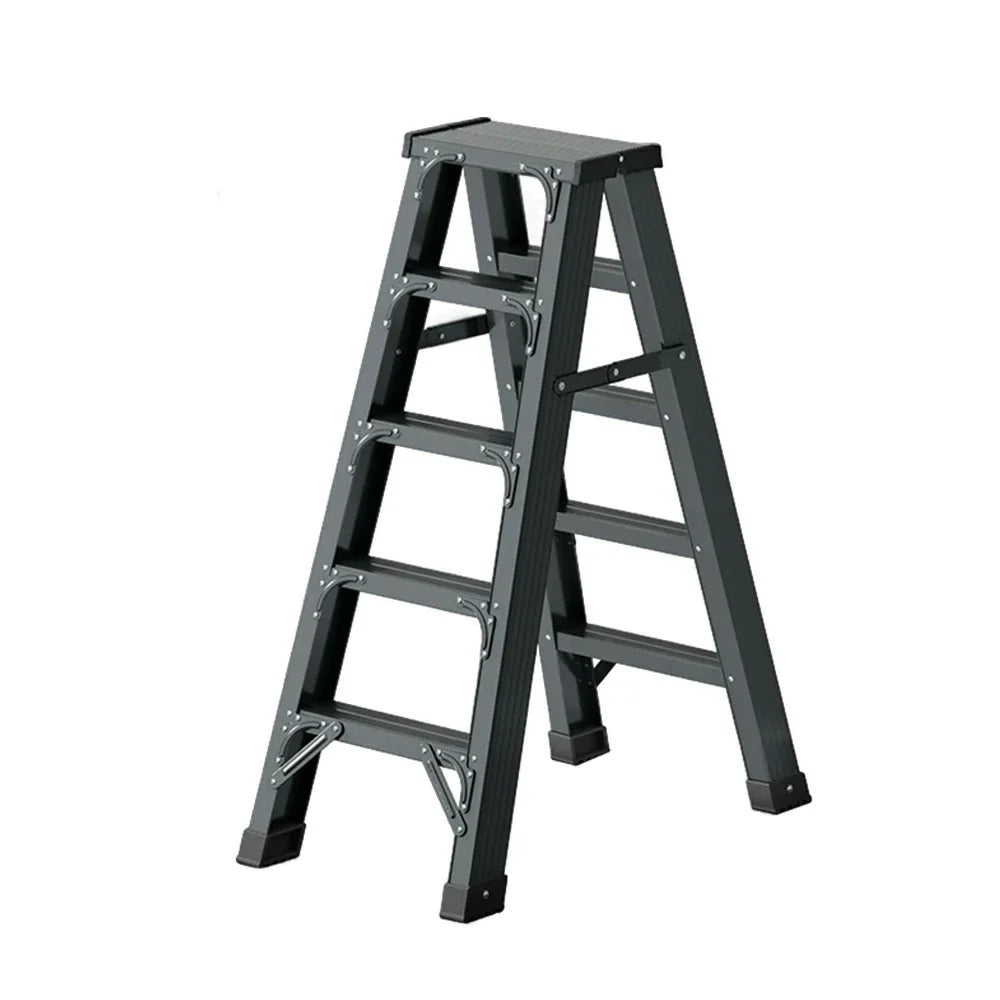 GROVIA 4/5/6-Step 15cm - Pedal, Feet Folding 14.5cm Anti-Slip Aluminium Thick, Ladder Wide - Grey
