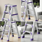 GROVIA 4/5/6-Step Anti-Slip - 15cm - Feet Ladder Pedal, 14.5cm Folding Thick, Wide Aluminium Purple