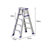 GROVIA 4/5/6-Step Anti-Slip - 15cm - Feet Ladder Pedal, 14.5cm Folding Thick, Wide Aluminium Purple