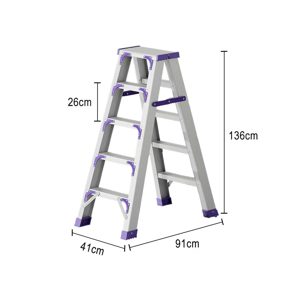 GROVIA 4/5/6-Step Anti-Slip - 15cm - Feet Ladder Pedal, 14.5cm Folding Thick, Wide Aluminium Purple