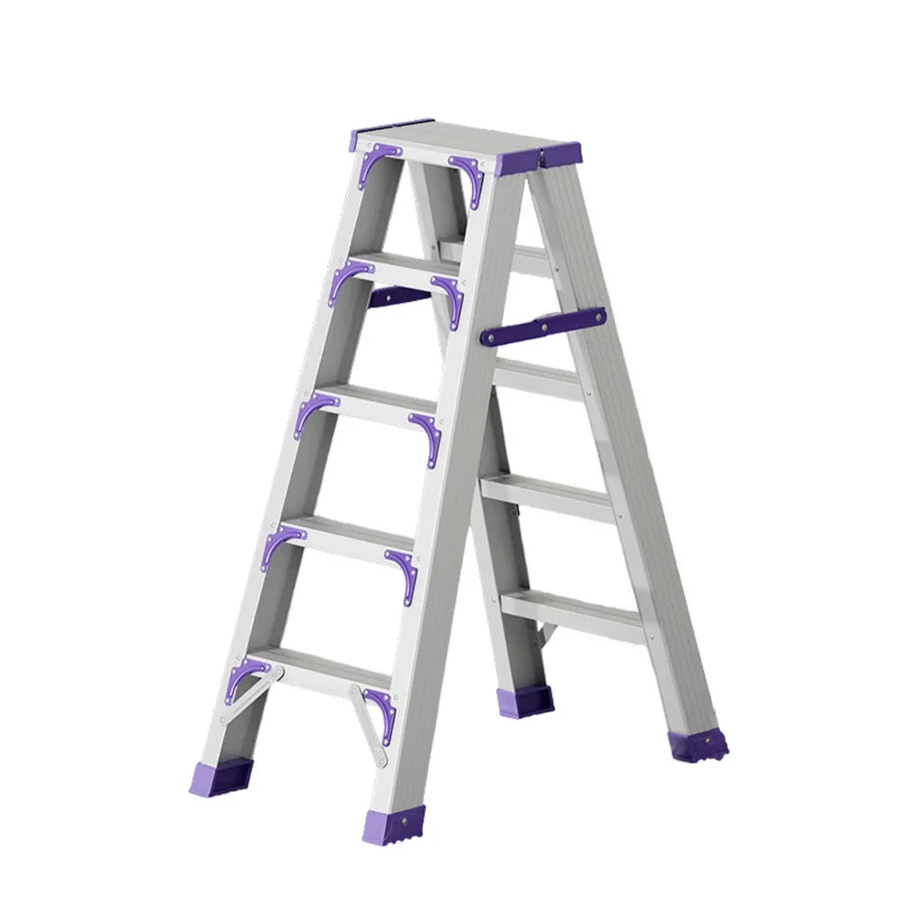 GROVIA 4/5/6-Step Anti-Slip - 15cm - Feet Ladder Pedal, 14.5cm Folding Thick, Wide Aluminium Purple